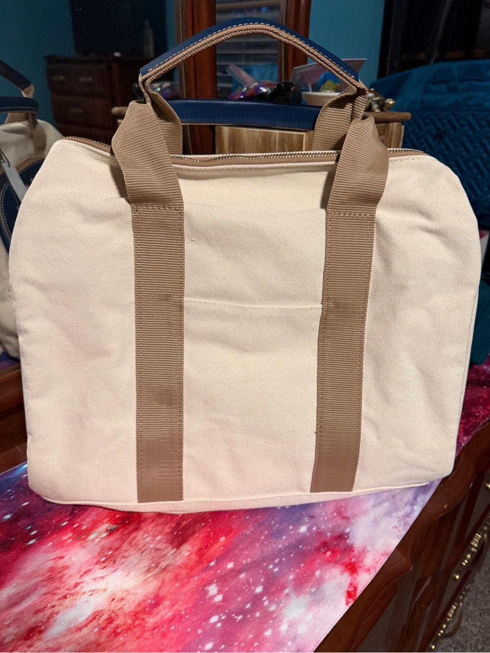 Dooney & Bourke Canvas Pickleball Duffle 40 in Natural Ocean - Picture 4 of 10